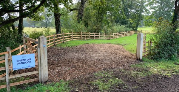 The Sheep Dip Paddock car park entrance, for those walking in the wolds